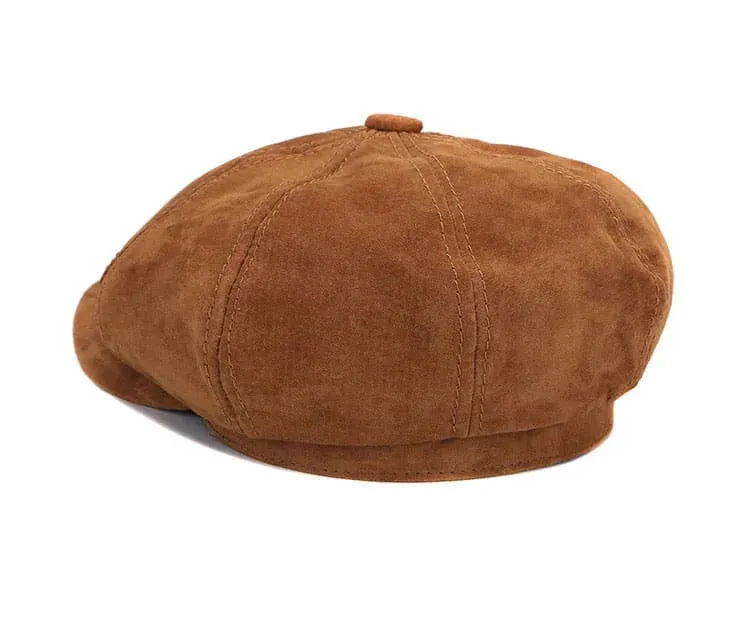 J&J Genuine Suede Leather Newsboy Cap