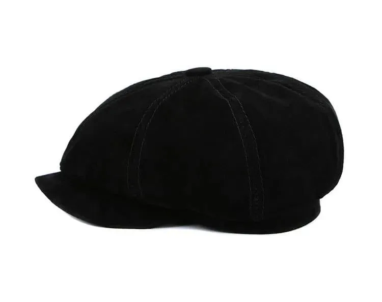 J&J Genuine Suede Leather Newsboy Cap
