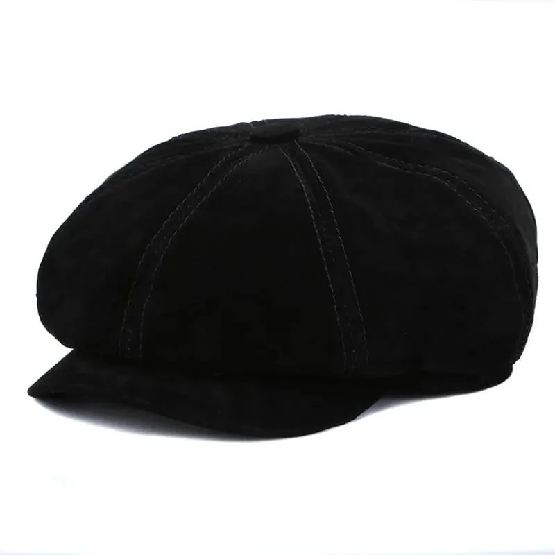J&J Genuine Suede Leather Newsboy Cap