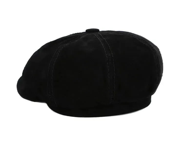 J&J Genuine Suede Leather Newsboy Cap