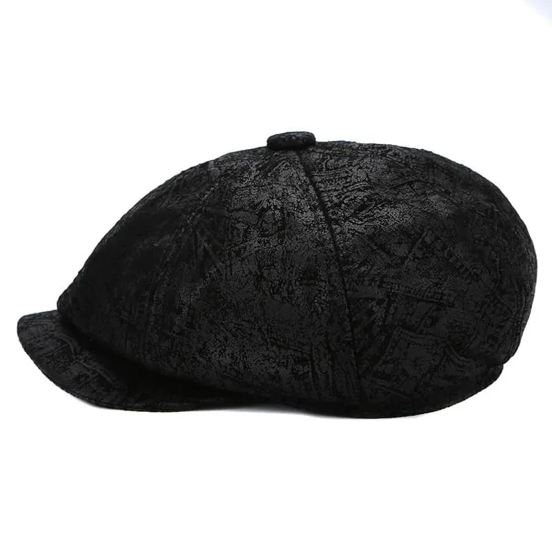 J&J Genuine Suede Leather Newsboy Cap