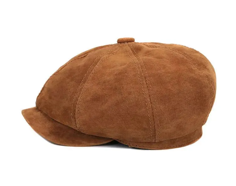 J&J Genuine Suede Leather Newsboy Cap