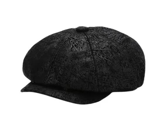 J&J Genuine Suede Leather Newsboy Cap
