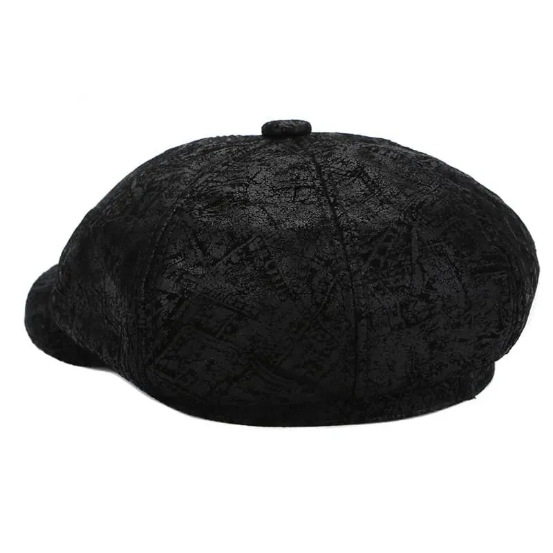 J&J Genuine Suede Leather Newsboy Cap