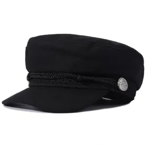 J&J Rope Cotton Sailor Cap stylish boater hat with ribbon on model