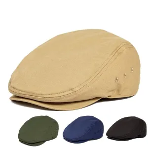 Jangoul Cotton Flat Cap stylish boater hat with ribbon on model