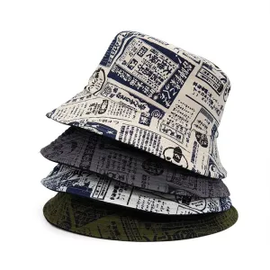 Japanese Newspaper Bucket Hat stylish boater hat with ribbon on model