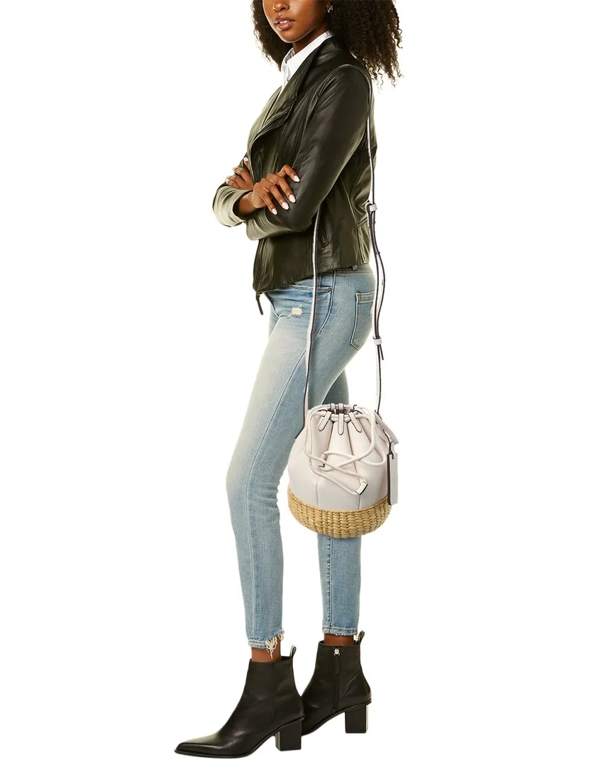 Jason Wu Leather & Straw Bucket Bag