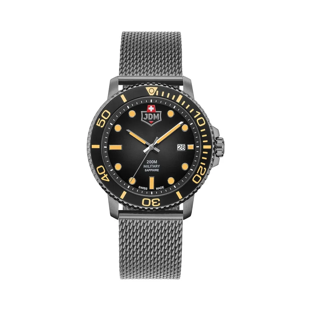 JDM Military Tango Silver Grey Mesh Watch JDM-WG008-06 