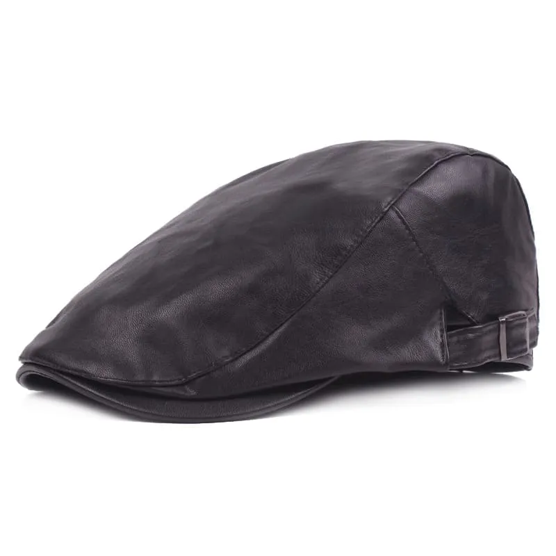 Jerome Leather Flat Cap