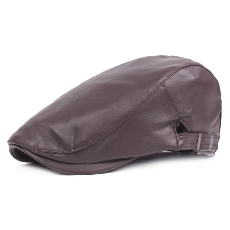 Jerome Leather Flat Cap