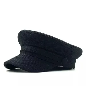 Jester Cotton Sailor Cap stylish boater hat with ribbon on model