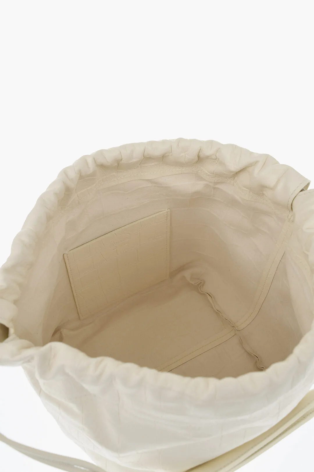 Jil Sander Crocodile Printed Leather Dumpling Bucket Bag