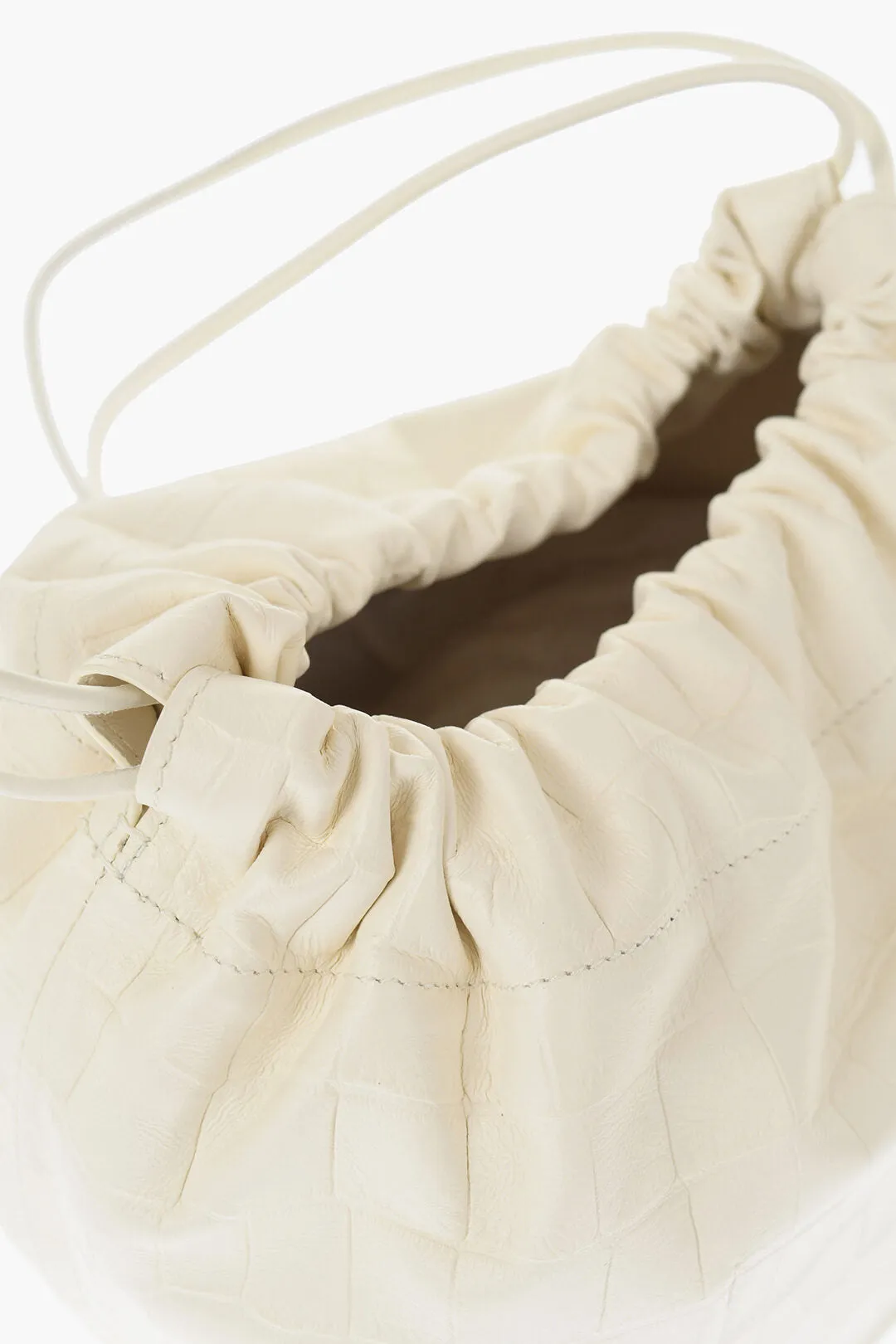 Jil Sander Crocodile Printed Leather Dumpling Bucket Bag