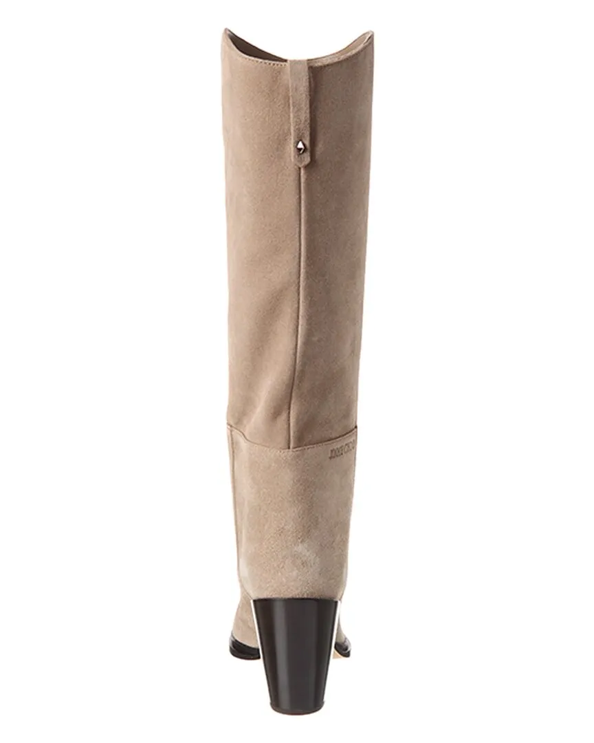 Jimmy Choo Cece 80 Bottes en Suède Montant jusqu'au Genou_Jimmy-Choo