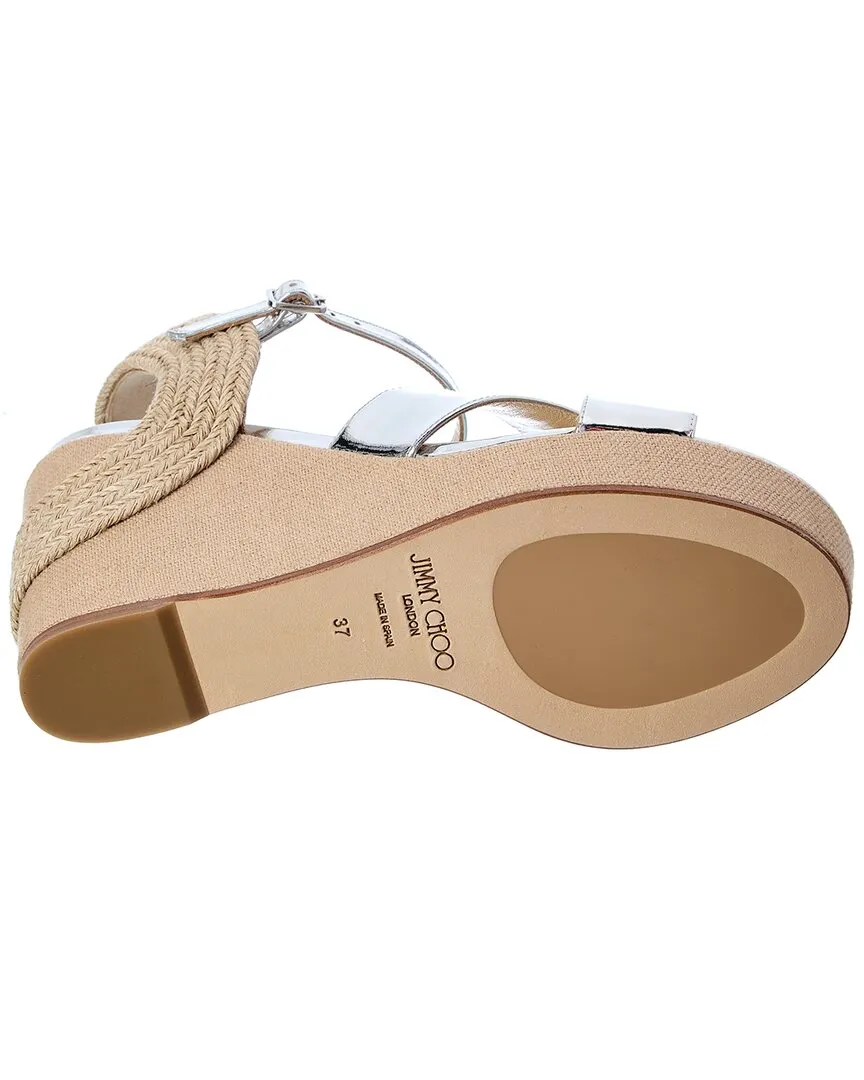 Jimmy Choo Dellena 100 Escarpins en Coin en Cuir et Lin_Jimmy-Choo
