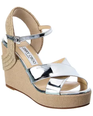 Jimmy Choo Dellena 100 Escarpins en Coin en Cuir et Lin_Jimmy-Choo