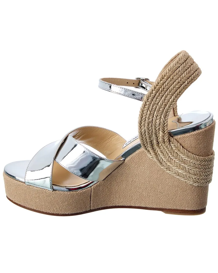 Jimmy Choo Dellena 100 Escarpins en Coin en Cuir et Lin_Jimmy-Choo