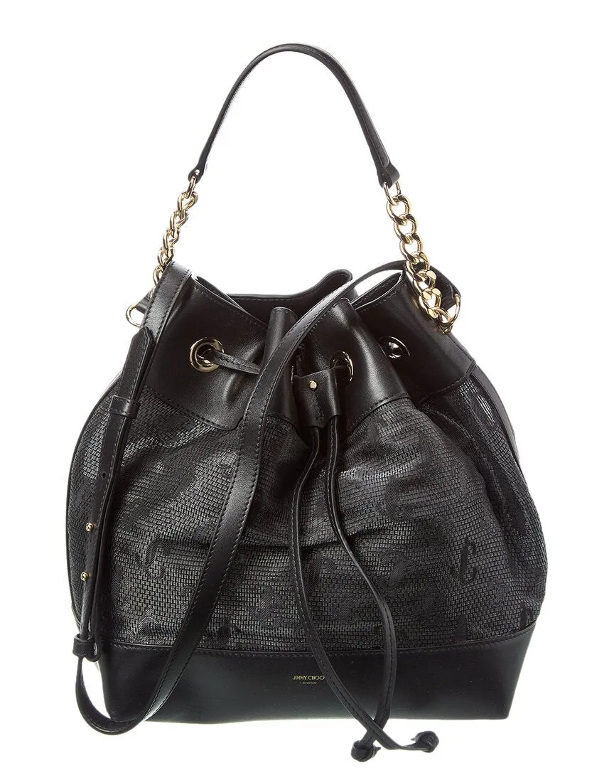 Jimmy Choo Juno Mesh & Leather Bucket Bag stylish bucket bags