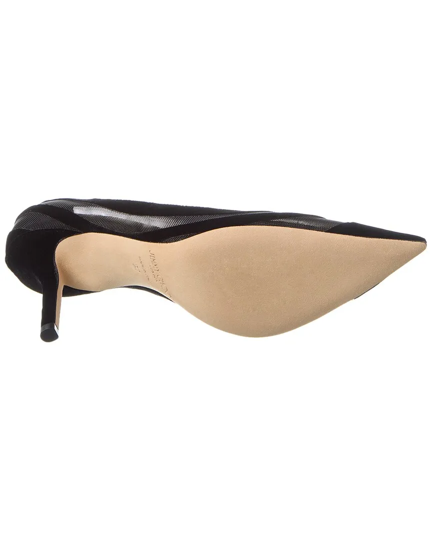 Jimmy Choo Love 85 Escarpins en Velours Floqué & Mesh_Jimmy-Choo