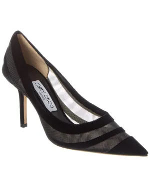 Jimmy Choo Love 85 Escarpins en Velours Floqué & Mesh_Jimmy-Choo