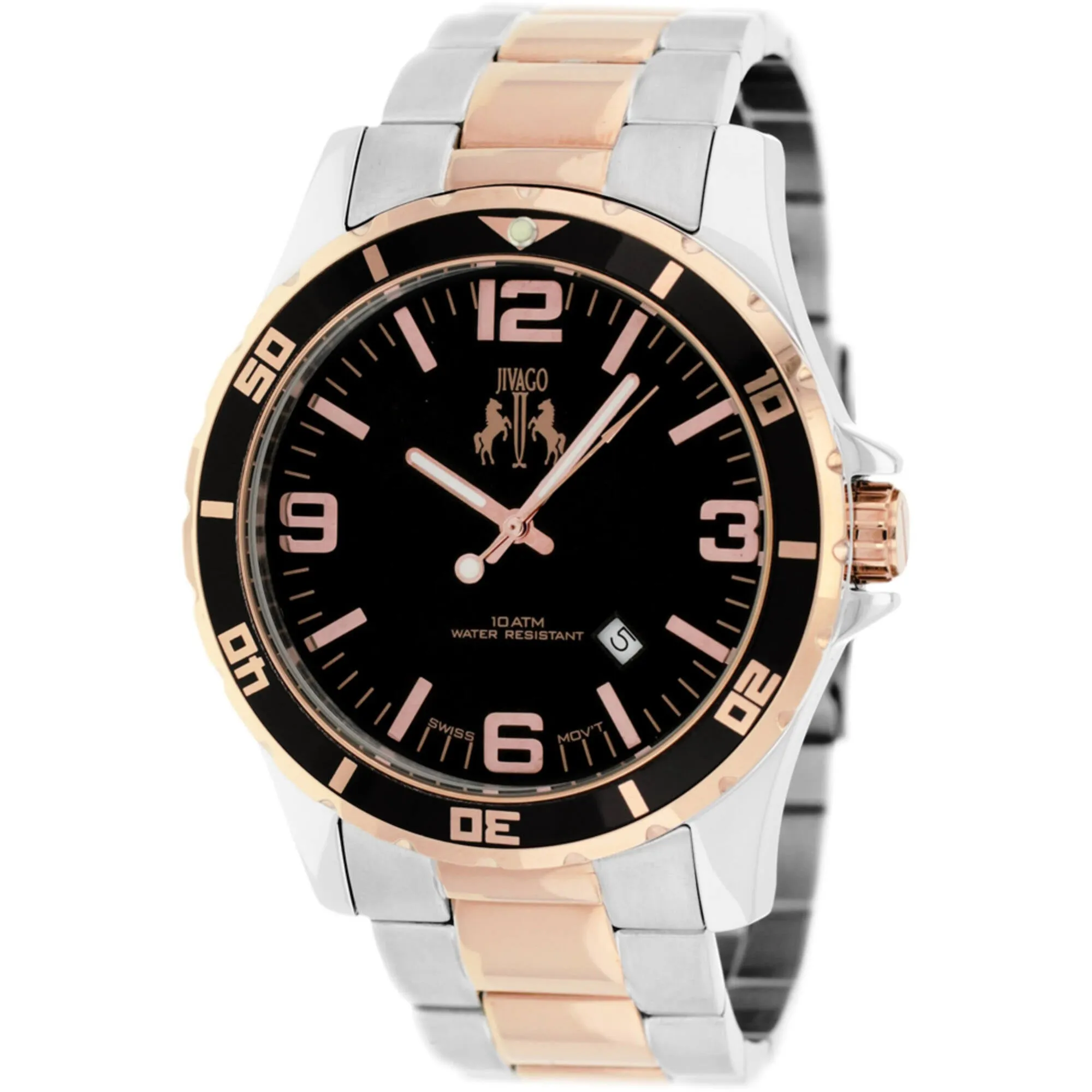 Jivago Men's Watch - Ultimate Swiss Quartz Black Dial Two Tone Bracelet | JV6118 