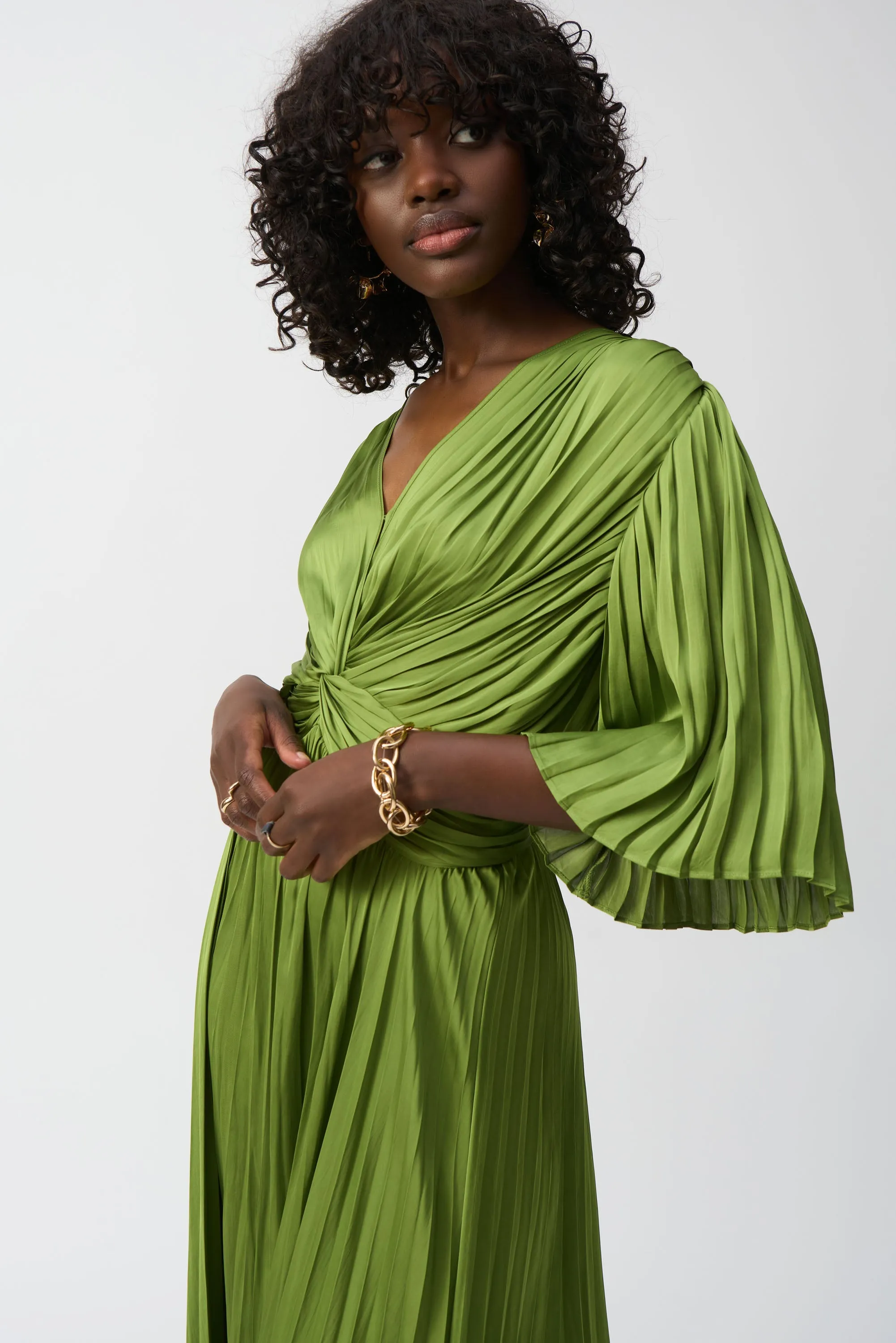 Joseph Ribkoff - 251903 Pleated Vee Neck Dress