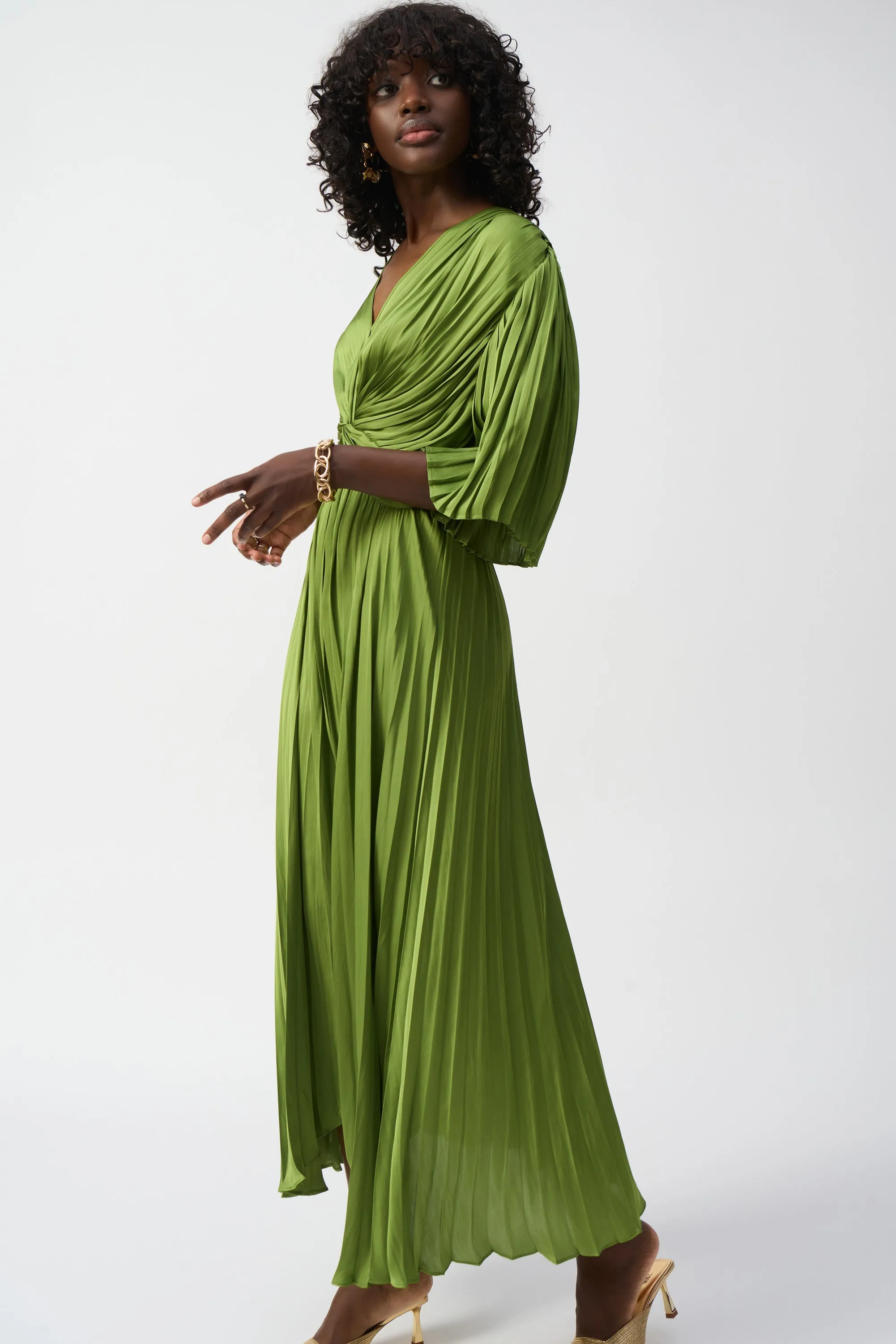 Joseph Ribkoff - 251903 Pleated Vee Neck Dress