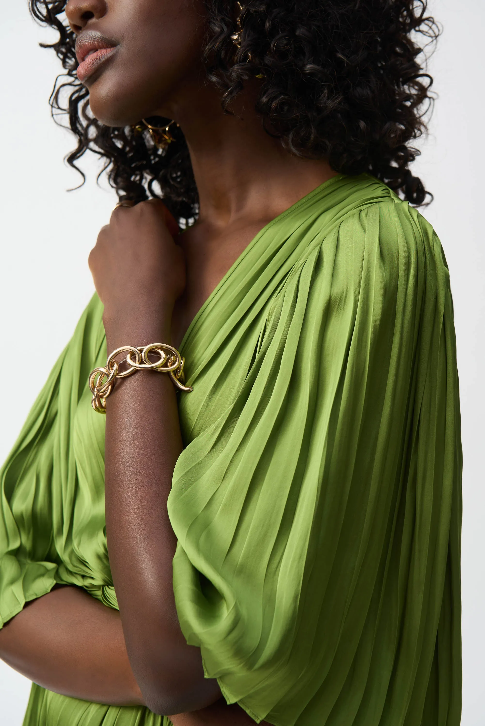 Joseph Ribkoff - 251903 Pleated Vee Neck Dress