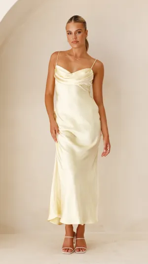 Justine Midi Dress - Yellow,prom dresses,wedding guest dresses,homecoming dresses,bridesmaid dresses,cocktail dresses,women clothing,summer dresses,formal dresses,sundresses,mother of the bride dresses,quince clothing,bodycon dress,dress casual,dress desig