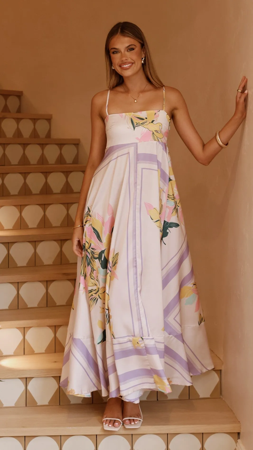 Kaethe Maxi Dress - Beige/Lilac,prom dresses,wedding guest dresses,homecoming dresses,bridesmaid dresses,cocktail dresses,women clothing,summer dresses,formal dresses,sundresses,mother of the bride dresses,quince clothing,bodycon dress,dress casual,dress d