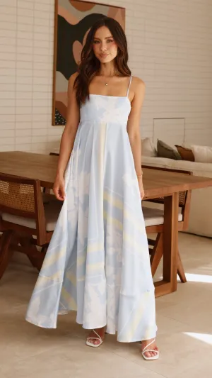 Kaethe Maxi Dress - Blue/Yellow,prom dresses,wedding guest dresses,homecoming dresses,bridesmaid dresses,cocktail dresses,women clothing,summer dresses,formal dresses,sundresses,mother of the bride dresses,quince clothing,bodycon dress,dress casual,dress d