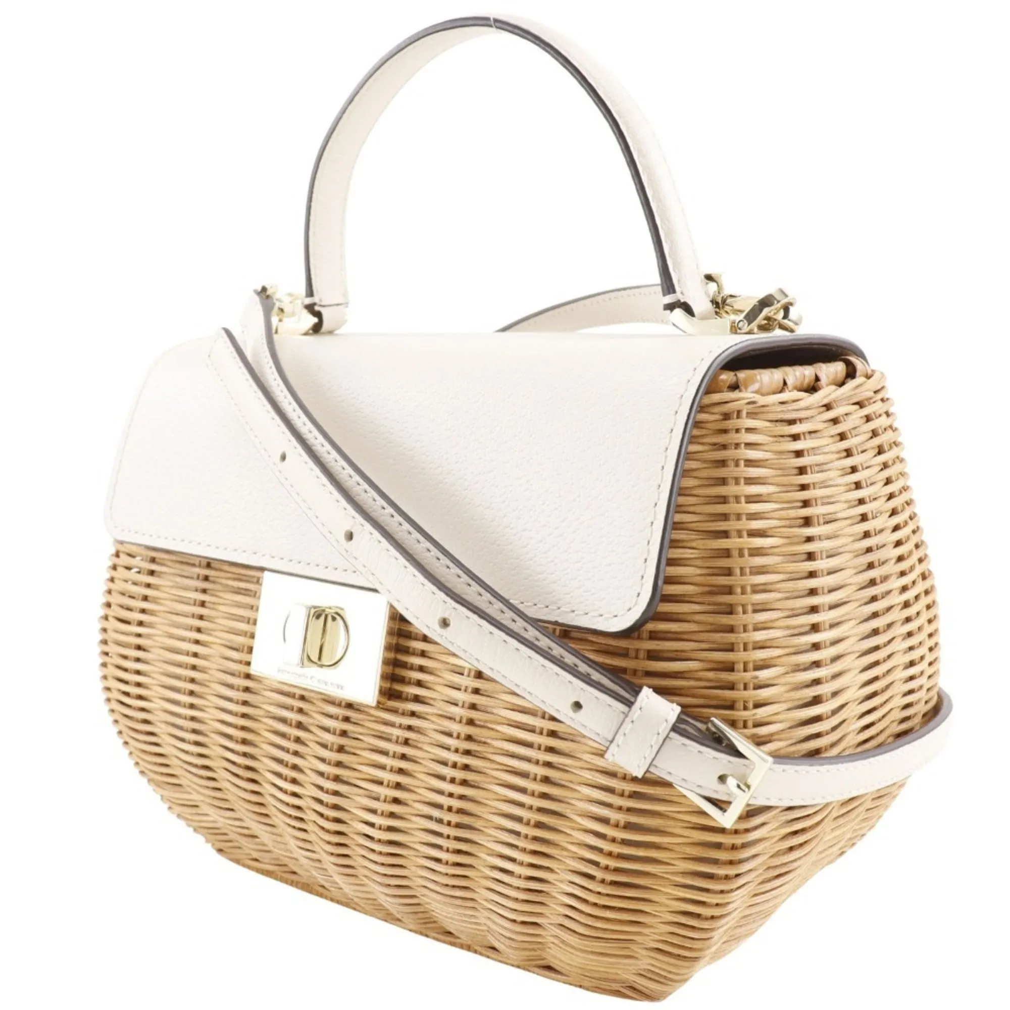Kate Spade Leather Rattan Basket Handbag (Pre-Owned)