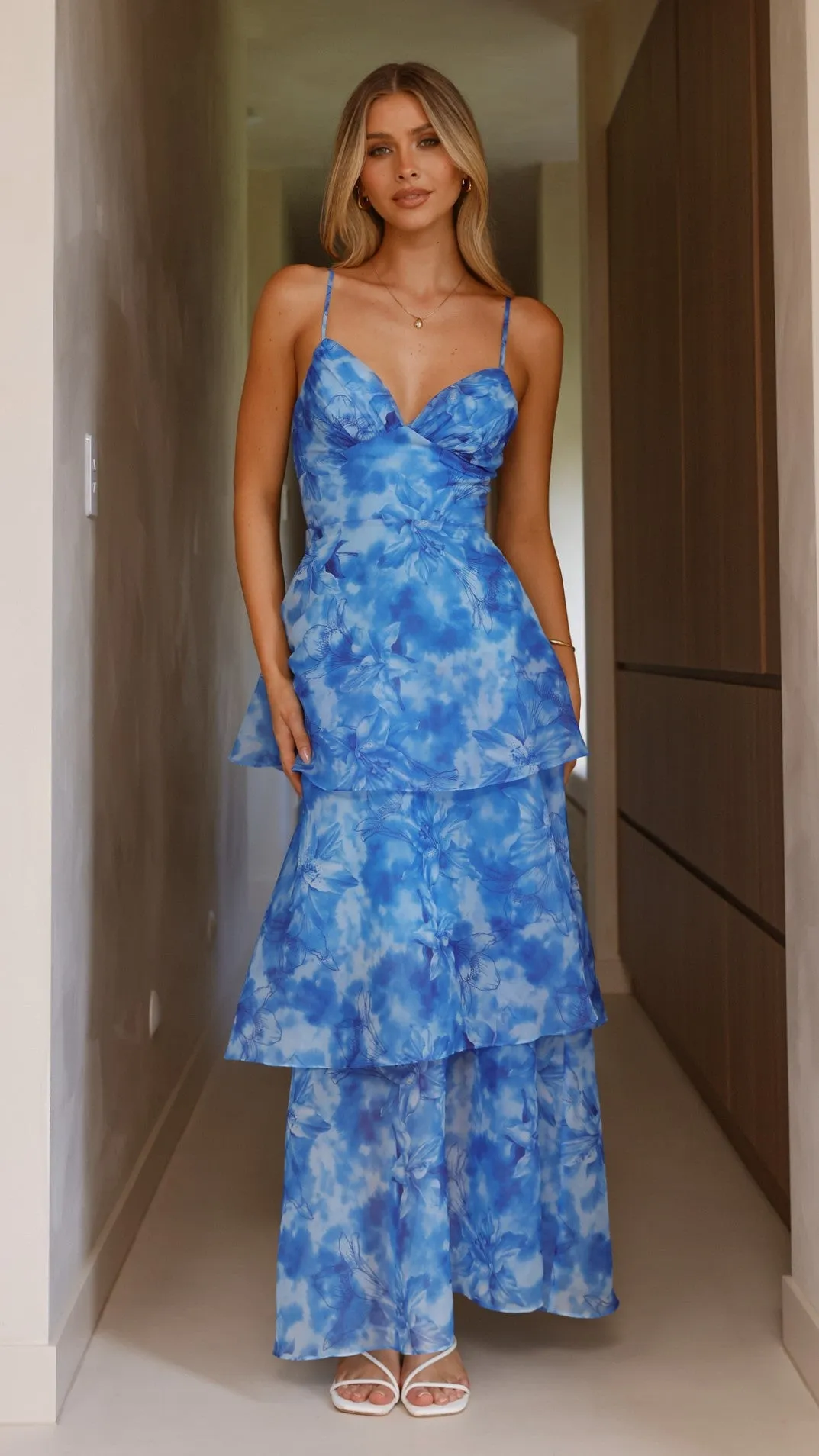 Kelli Maxi Dress - Blue Floral,prom dresses,wedding guest dresses,homecoming dresses,bridesmaid dresses,cocktail dresses,women clothing,summer dresses,formal dresses,sundresses,mother of the bride dresses,quince clothing,bodycon dress,dress casual,dress de