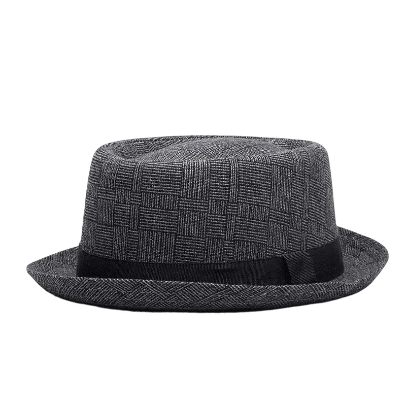 Kenhof Linen Porkpie Hat stylish boater hat with ribbon on model