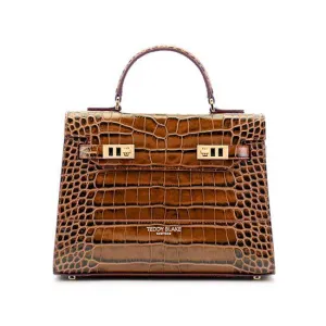 Kim Croco 11" - Brown handle bags on sale