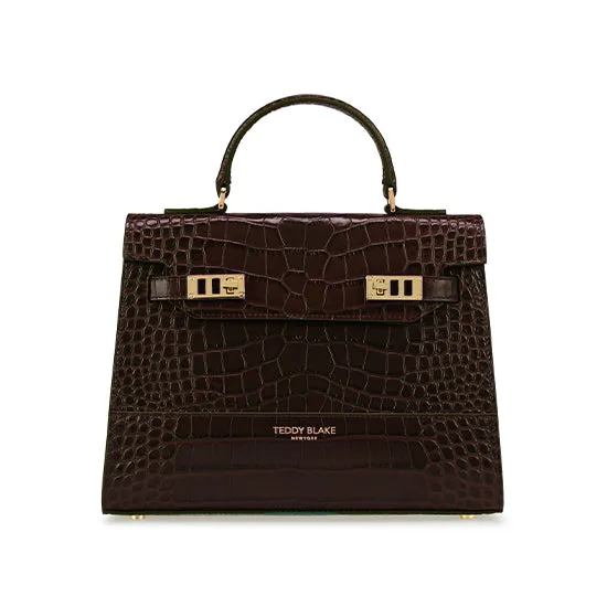 Kim Croco 11" - Dark Brown handle bags on sale