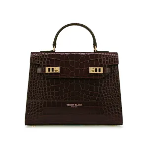 Kim Croco 11" - Dark Brown handle bags on sale