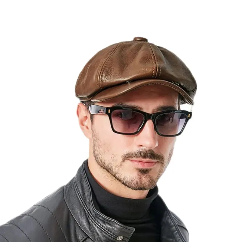 Kingsville Genuine Leather Newsboy Cap