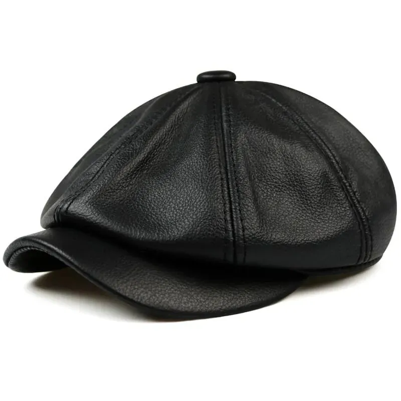 Kingsville Genuine Leather Newsboy Cap