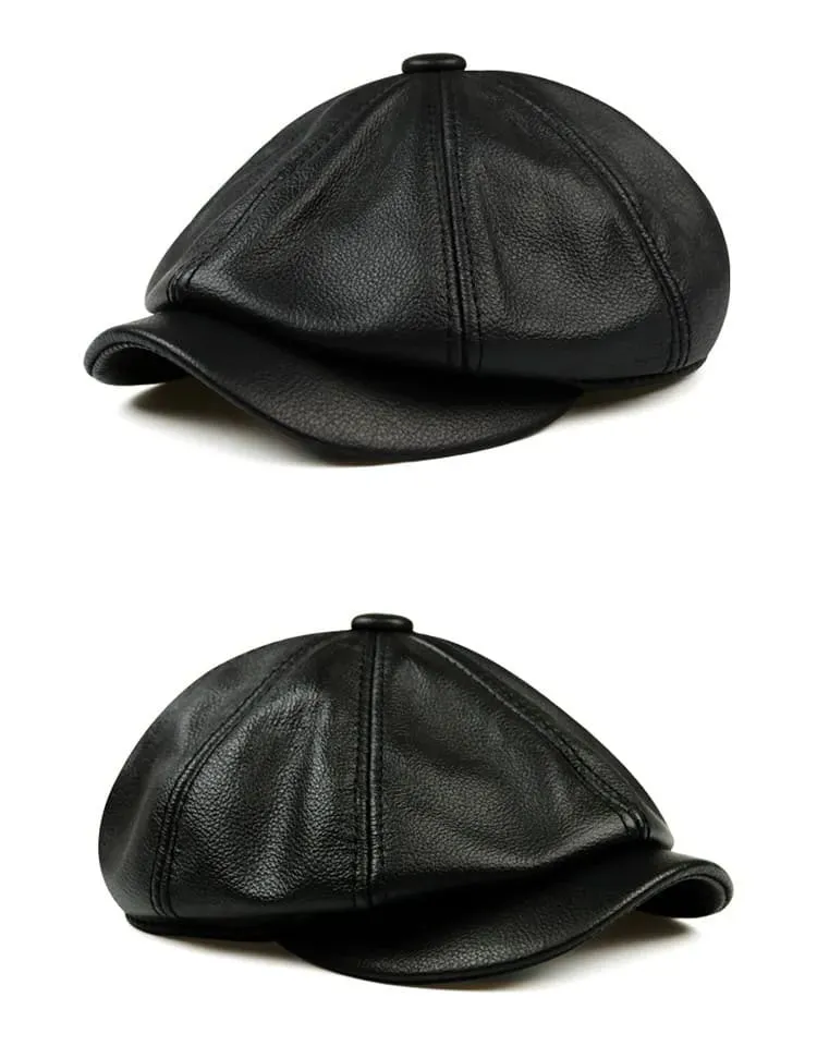 Kingsville Genuine Leather Newsboy Cap