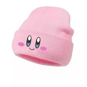 Kirby Knitted Beanie stylish boater hat with ribbon on model