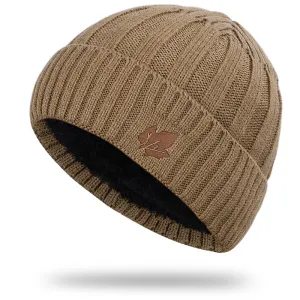 Klues Winter Knitted Beanie stylish boater hat with ribbon on model