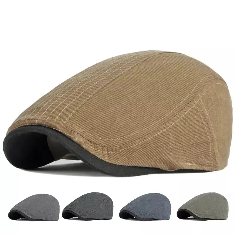 Kunems Cotton Flat Cap boater hat with bow in beach sunlight