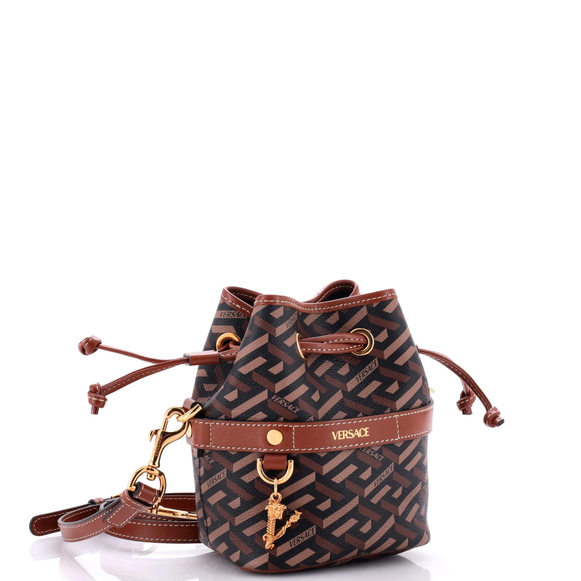 La Greca Bucket Bag Printed Coated Canvas Mini