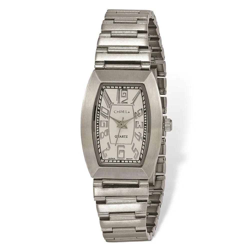 Ladies Chisel Stainless Steel White Tonneau Dial Watch Luxury Quartz Watch Quartz Watch Sale