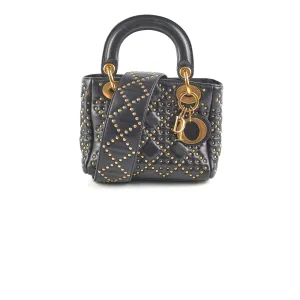 Lady Dior Studded Black Mini Top Handle Bags Cheap
