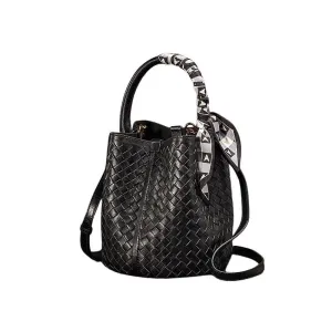 Lambskin Leather Bucket Bag Handwoven, Small Shoulder Bag,  Woven Purse Women Classic bag Crossbody Designer  Bag, Birthday Gift For Her bucket bags for sale