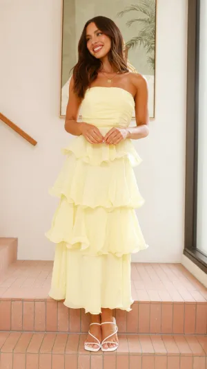 Lanica Maxi Dress - Yellow,prom dresses,wedding guest dresses,homecoming dresses,bridesmaid dresses,cocktail dresses,women clothing,summer dresses,formal dresses,sundresses,mother of the bride dresses,quince clothing,bodycon dress,dress casual,dress design
