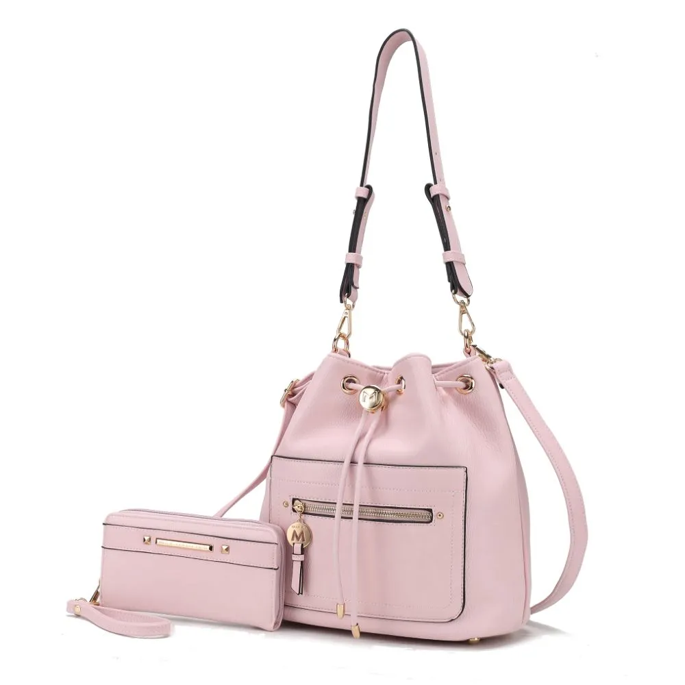 Larissa Vegan Leather Women??s Bucket Bag with Wallet?C 2 pieces